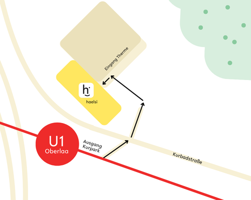 Wegbeschreibung zu haelsi 1100 Wien – U1 Oberlaa, Ausgang Kurpark